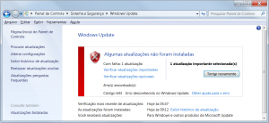 mensagem de erro do windows update