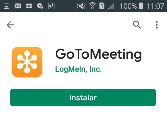 tela de instalação do GoToMeeting no Google Play Store no Celular Android
